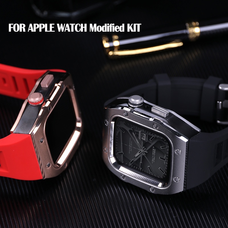 Dây Đeo Đồng Hồ Bằng Hợp Kim Và Silicone Cho apple watch series 8 7 6 SE 5 4 44mm 45mm