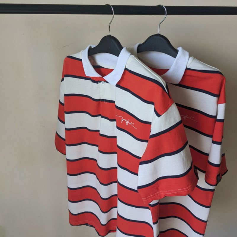 YOSICLUB ÁO POLO OVERSIZE SỌC