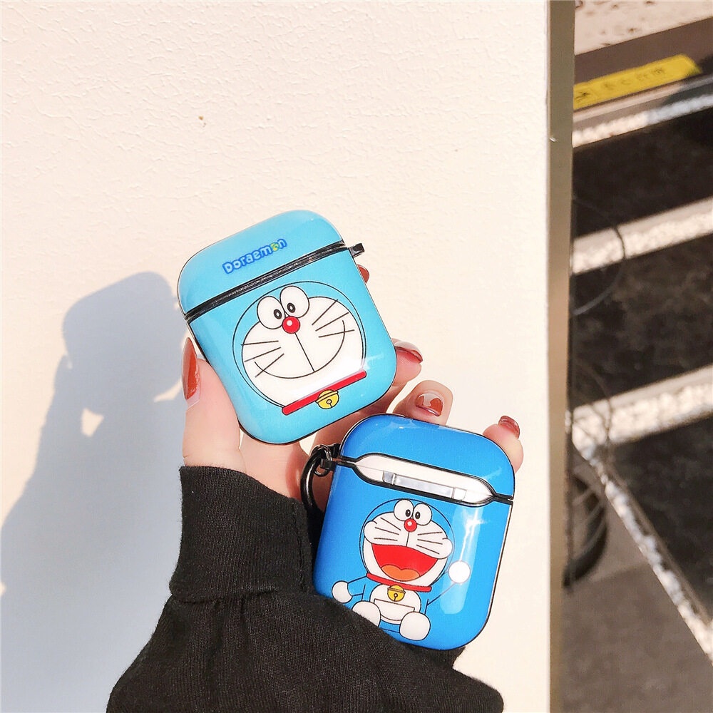 Vỏ Bảo Vệ Hộp Sạc Tai Nghe AirPods Pro 1 2 3 Pro 2 Bằng TPU PC Họa Tiết Hoạt Hình Doremon Dễ Thương Chống Rơi Kèm Móc