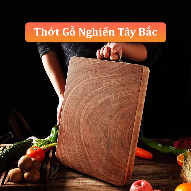 Thớt gỗ hình chữ nhật ,gỗ nghiến tây bắc, thớt gỗ không tâm nguyên khối độ bền cao