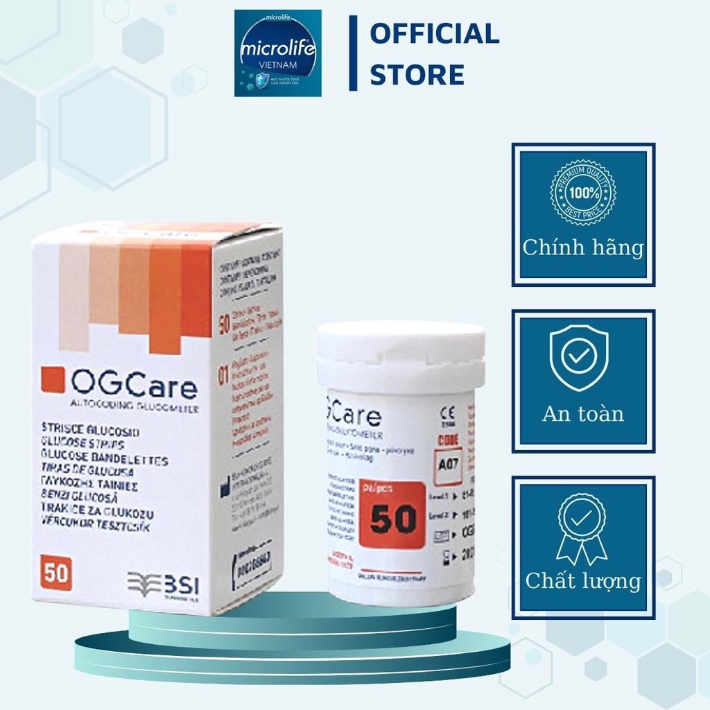 Que Thử Đường Huyết OGCare ( Hộp 50 que) Chính Hãng