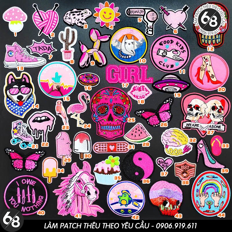 Patch vải ủi nhiệt thêu logo hình dễ thương cute độc lạ sticker H15