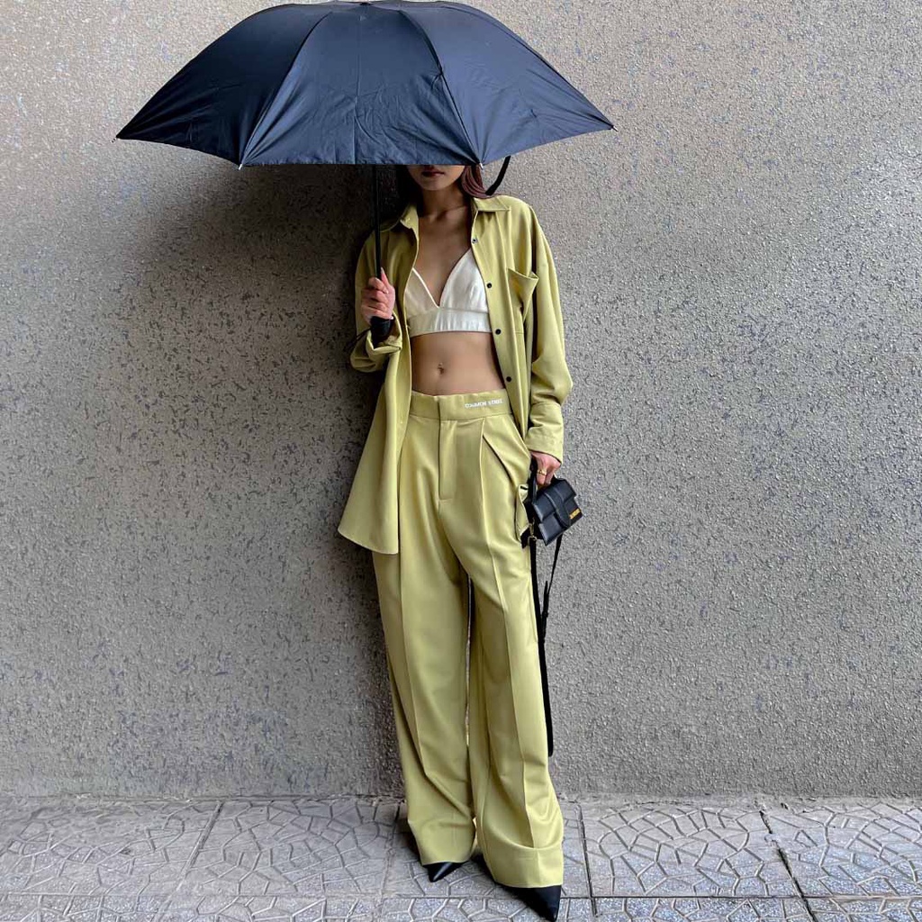 COMMON SENSE - Quần áo sơ mi unisex oversized màu vàng mù tạt