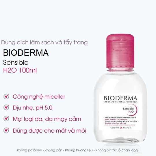Nước Tẩy Trang H2O Dành Cho Da Nhạy Cảm Sensibio BIODERMA 100ml