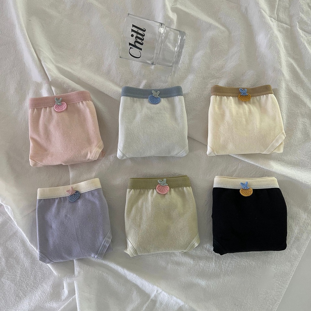 Quần lót AOWEINISI cotton màu trơn họa tiết trái cây hoạt hình thoải mái đáng yêu dành cho nữ