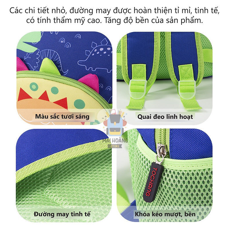 Balo cho bé mẫu giáo bé trai bé gái, cặp sách trẻ em mầm non đi học từ 0 – 6 tuổi hoạ tiết 3D hoạt hình dễ thương