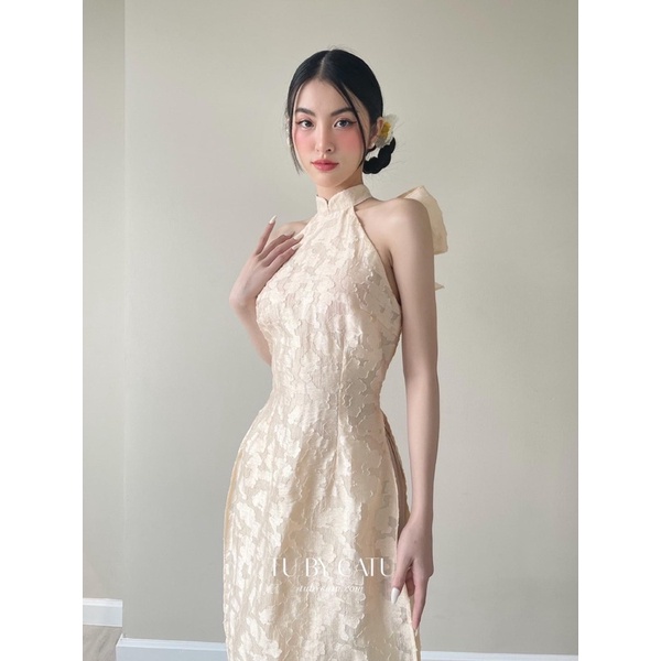 Áo Dài Tết Váy Đầm Tiểu Thư, Đầm Trắng Bèo Tay Hở Lưng Xếp Ly Nữ Tính Phối Bèo Điệu Đà Nữ Tính Cho Phái Nữ.