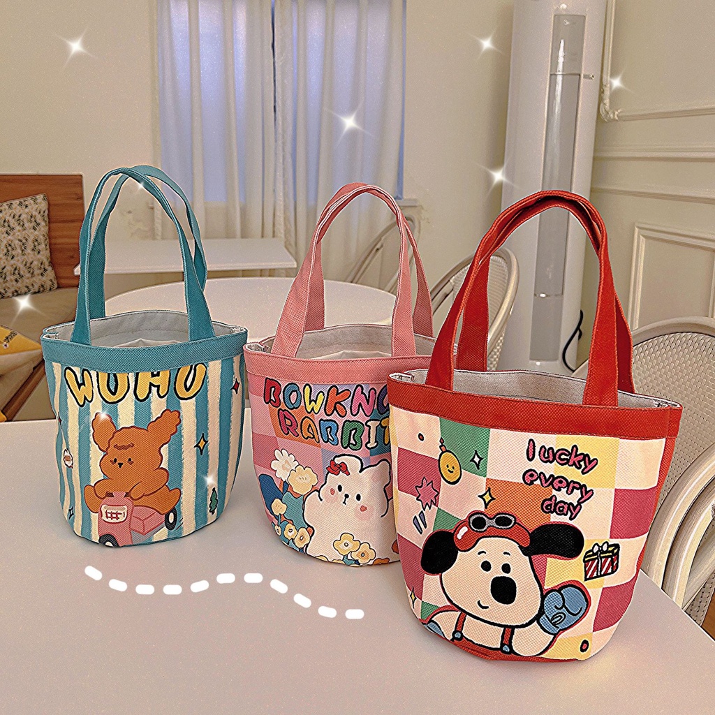 Túi Xách canvas In Họa Tiết Graffiti Dễ Thương Phong Cách Hàn Quốc