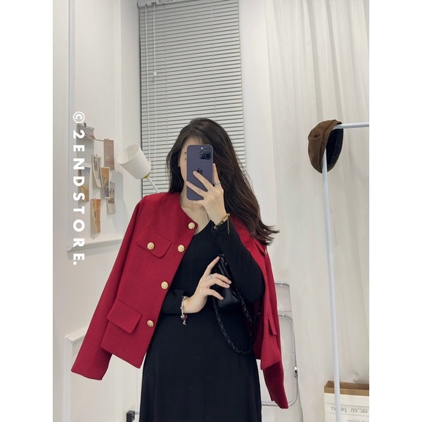 2END Áo dạ tweed tre đỏ | BigBuy360 - bigbuy360.vn