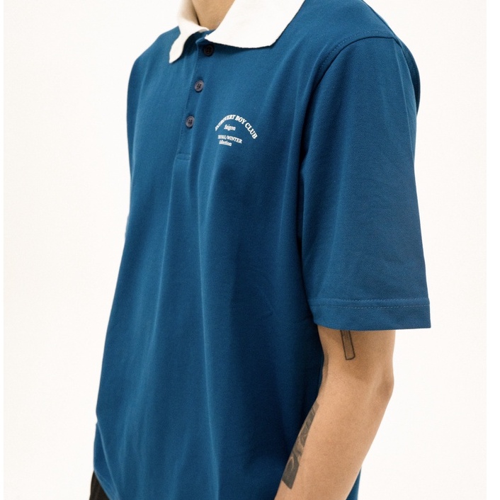 Áo thun Polo dáng Crop Introvert Boy Club - Xanh