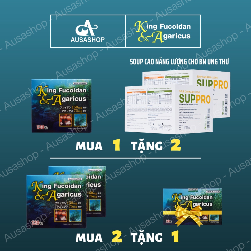 King Fucoidan & Agaricus Hộp 120 Viên - Hỗ Trợ Điều Trị Ung Thư - Chính Hãng Nhật Bản