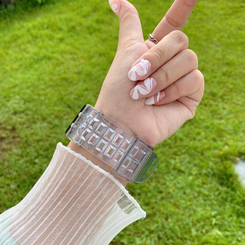 Ốp Silicone Trong Suốt Có Dây Đeo Cho Đồng Hồ Apple iWatch series 8 3 6 se 7 44mm 40mm 45mm 41mm 42mm 38mm