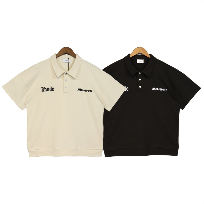 Hàng Spot! Áo Thun Polo Thêu Logo RHUDE Co Thời Trang Cho Nam Và Nữ
