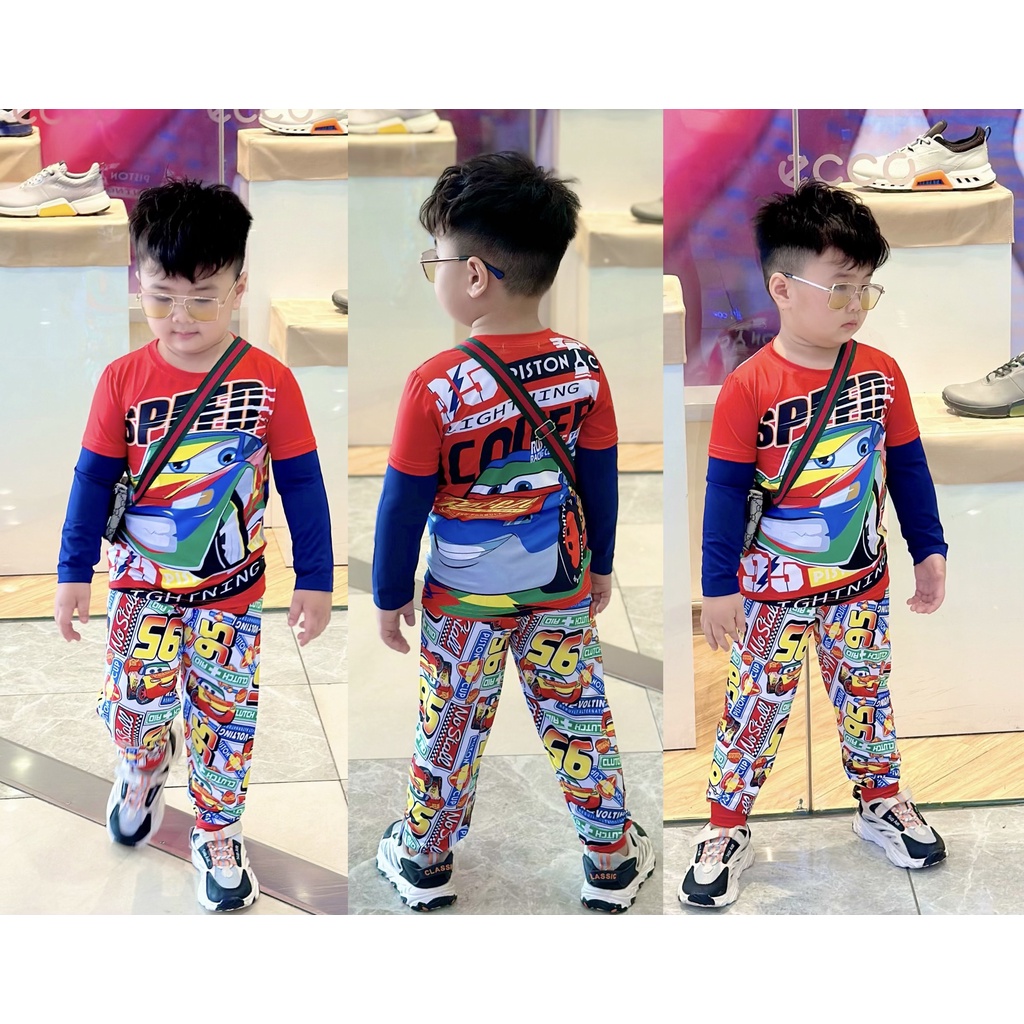 Bộ đồ dài thun lạnh họa tiết siêu nhân in 3D cho bé trai 11-22 kg DT74