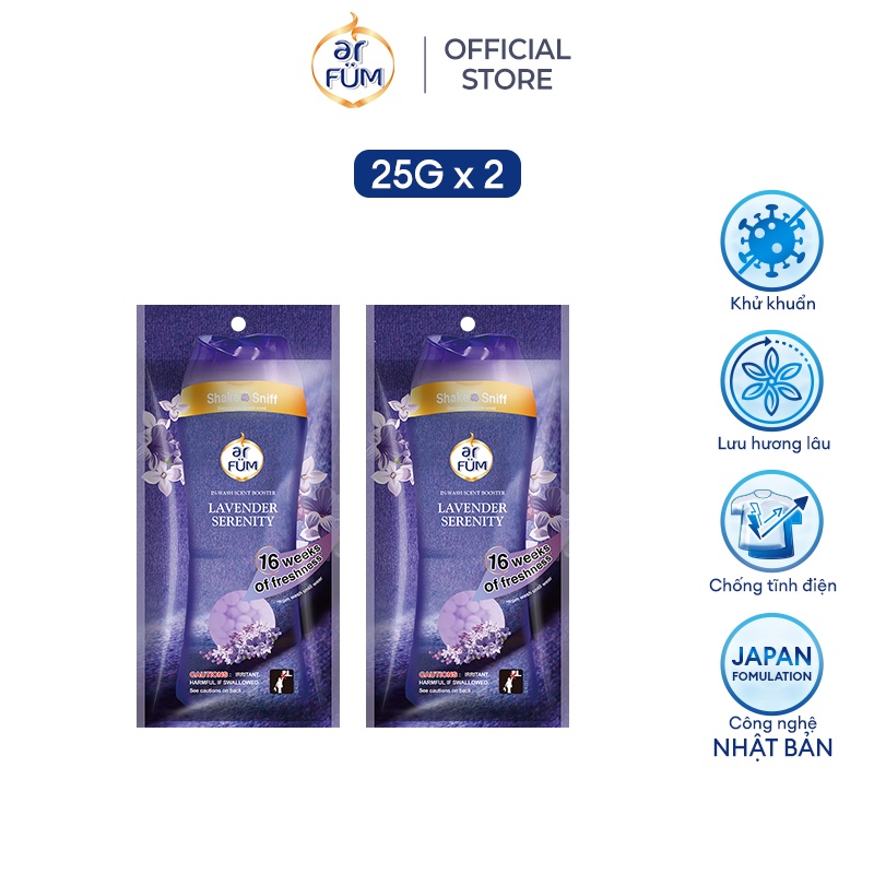 Combo 2 Túi Hạt Xả Thơm Quần Áo Arfum Lưu Hương Tới 16 Tuần, Làm Mềm Vải Và Chống Tĩnh Điện (25gr/Túi)