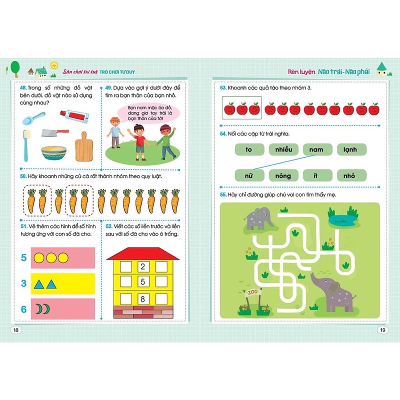 Sách (Combo, Lẻ tùy chọn) Rèn luyện Não Trái Não Phải - Sân Chơi Trí Tuệ: Trò Chơi Tư Duy - Dành cho trẻ 3-6 tuổi | BigBuy360 - bigbuy360.vn