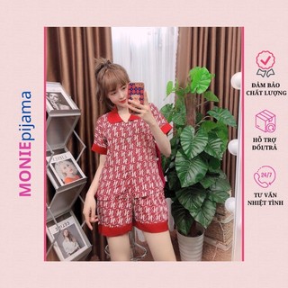 Đồ bộ nữ mặc nhà Pijama tay ngắn quần đùi chất liệu lụa Mango - Monie Pijama
