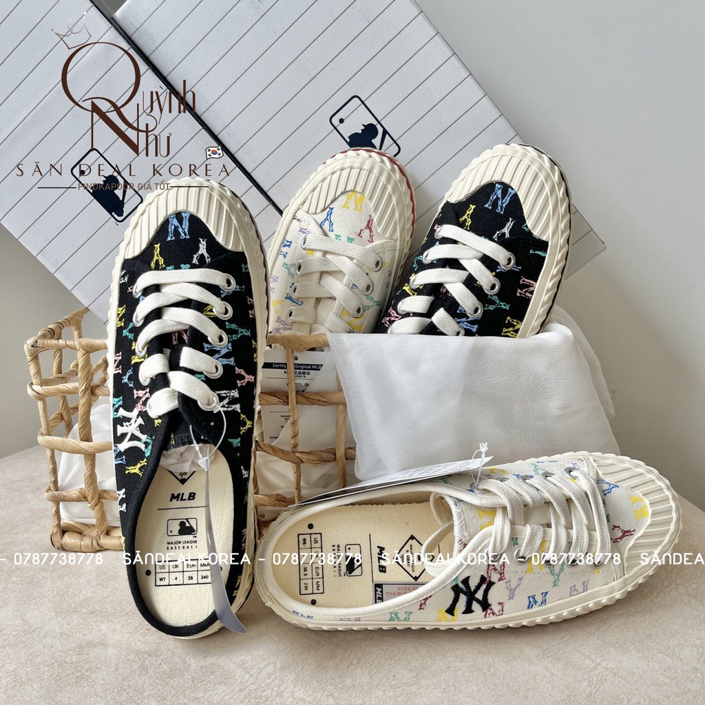 Dép sục MLB Monogram Playball Mule ver 2021 đen/trắng