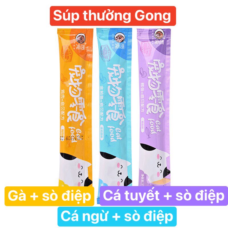 Combo 100 thanh súp thưởng 10 loại cho mèo bổ sung dinh dưỡng - NSX luôn mới, được in trên bao bì