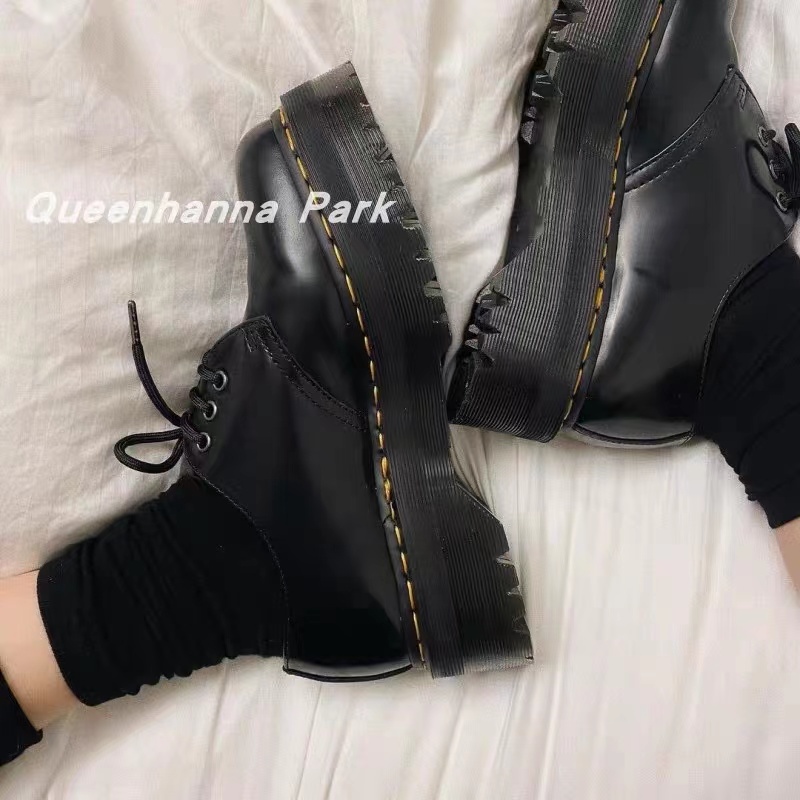 Giày Bốt Martin Da Đế Dày Tăng Chiều Cao Phong Cách Anh Quốc Cổ Điển Thời Trang Cho Nữ