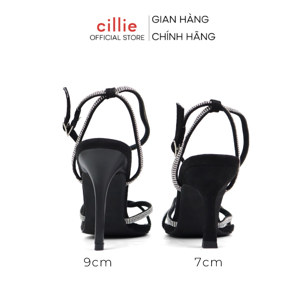 Giày Đi Tiệc Sandal Cao Gót Nữ Cillie Quai Đính Đá Gót Nhọn Chắc Chắn Sang Trọng 1019