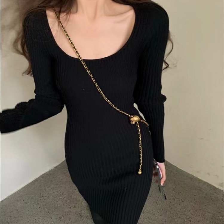 Đầm SUXI dệt kim dáng ôm thời trang mùa thu quyến rũ cho nữ