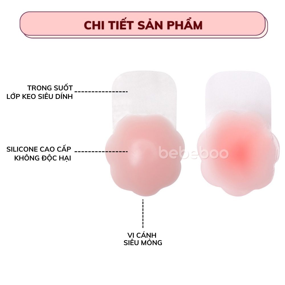 Cặp Miếng Dán Nâng Ngực Silicone BEBECHIC, Miếng dán ngực ti, Áo Ngực Chống Chảy Xệ Sử Dụng Nhiều Lần