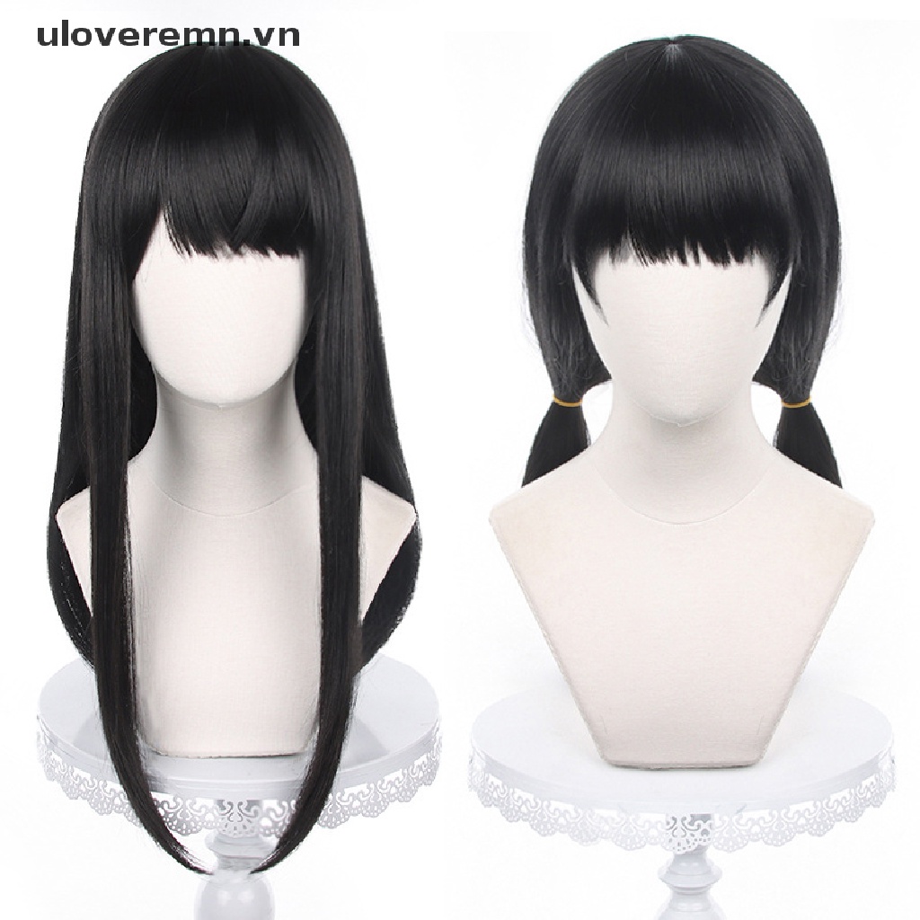 Tóc Giả Dài 65cm Sợi Tổng Hợp Màu Đen Chịu Nhiệt Hóa Trang Nhân Vật Mitaka Asa