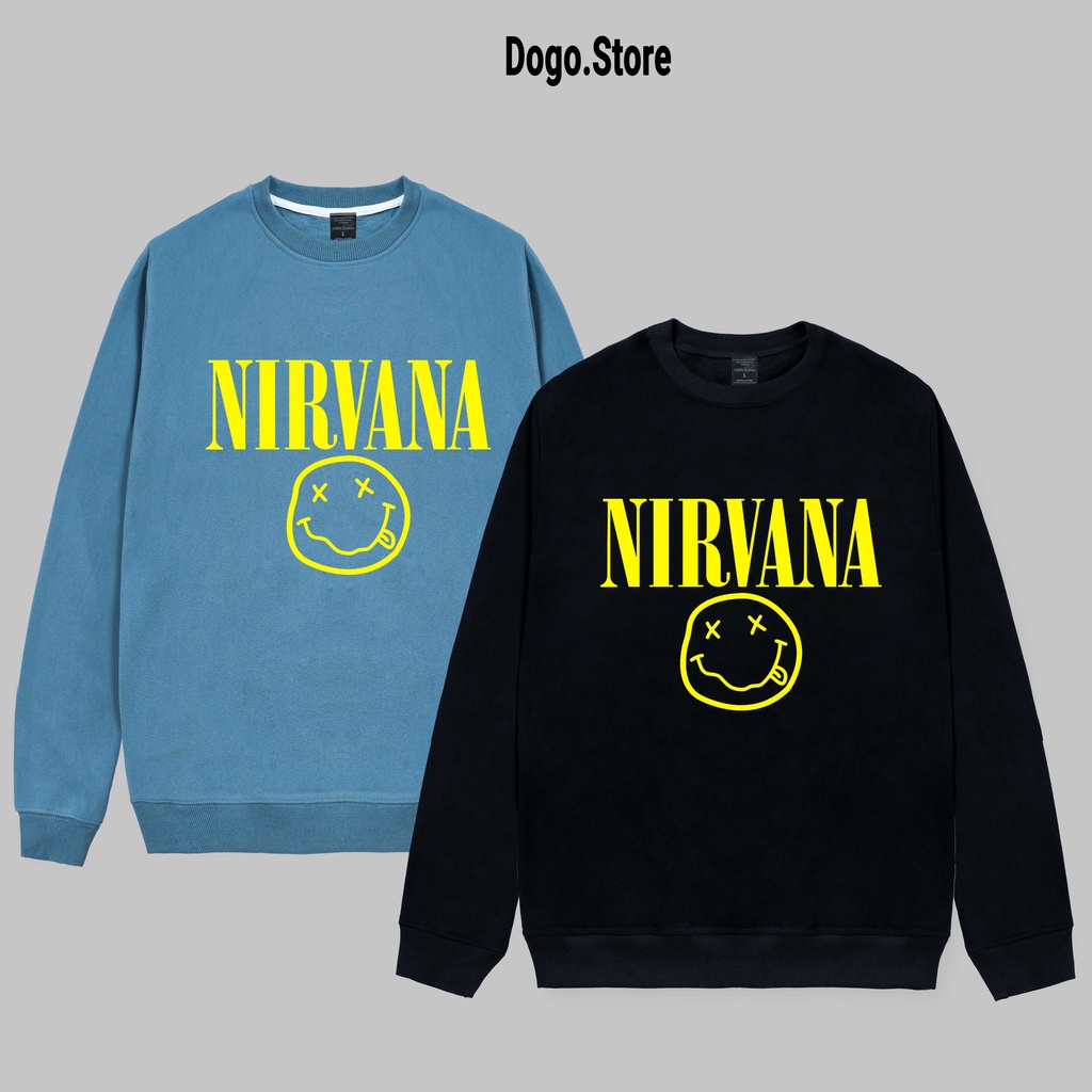 Áo nỉ bông Sweater Nirvana MẶT VÀNG  Dogo Store , áo sweater nam nữ nỉ bông cotton