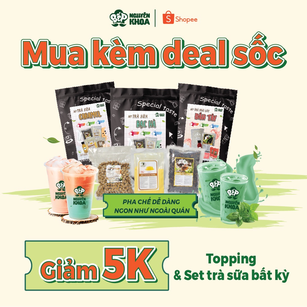 Set nguyên liệu pha trà dâu tây nhiệt đới tại nhà, hấp dẫn, thơm ngon, có thể pha 20-25 ly - BẾP NGUYÊN KHOA