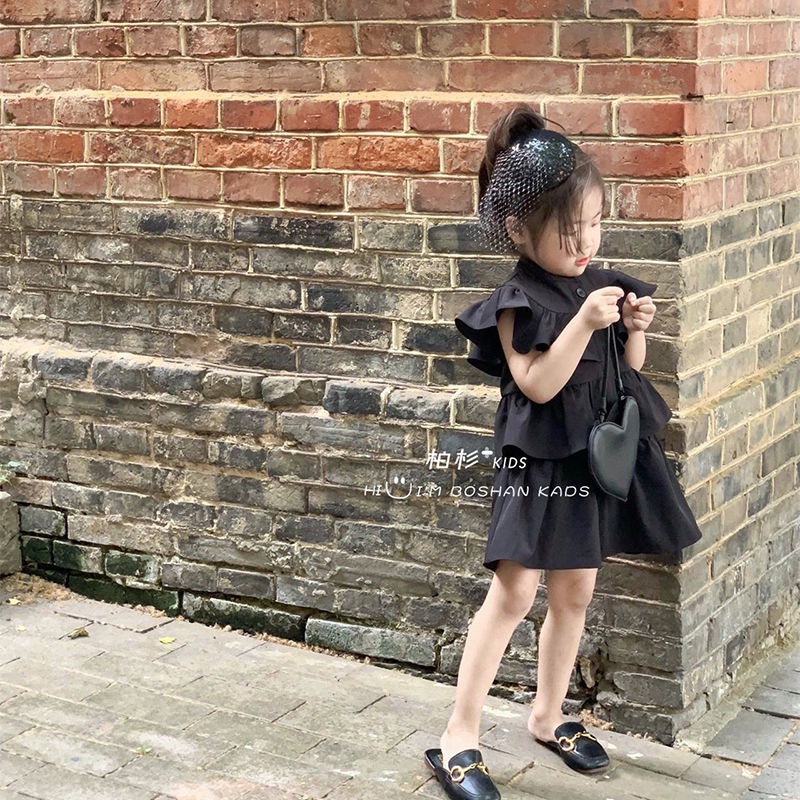 Đầm Đen Tay Ngắn Thời Trang Mùa Hè Xinh Xắn Cho Bé Gái