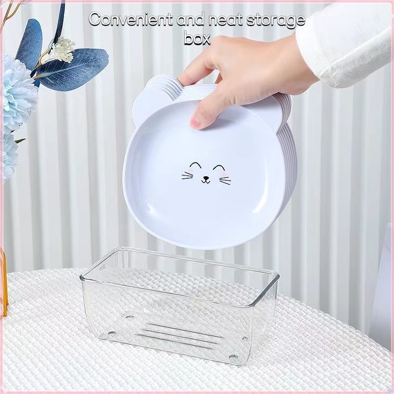 Bộ 8 dĩa gấu kèm khay nhựa dễ thương cho bé