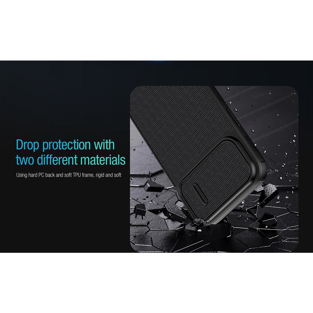 Ốp Lưng Nillkin Textured iPhone 14 pro max - 14 pro - 13 Pro - 13 Pro Max sợi vải carbon trượt bảo vệ camera