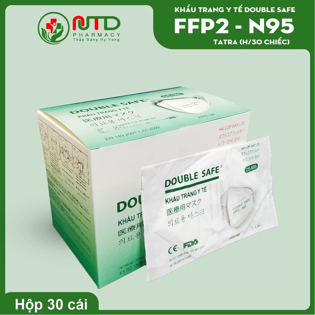 Khẩu trang y tế Double Safe N95 công nghệ Mỹ kháng Khuẩn, bụi mịn tốt hơn 10 lần KF94 và 3D