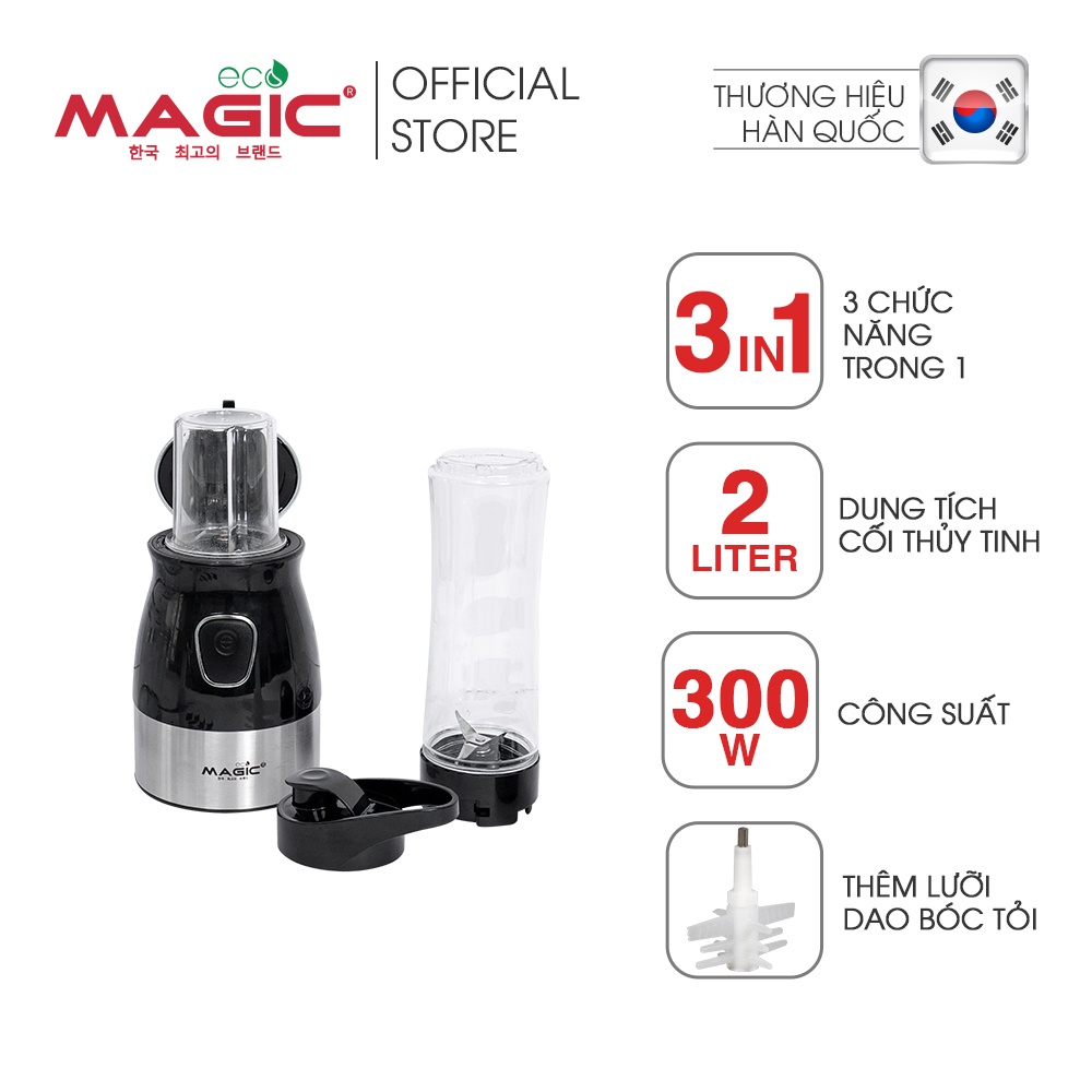 Máy xay đa năng 3 IN 1 xay thịt, xay hạt, xay sinh tố Magic Eco AC-16 1,5L, BH chính hãng