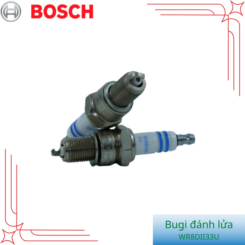 Bugi đánh lửa BOSCH WR8DII33U, chân ngắn, típ lớn, điện cực Iridium kép (Double Iridium), Made in Ch