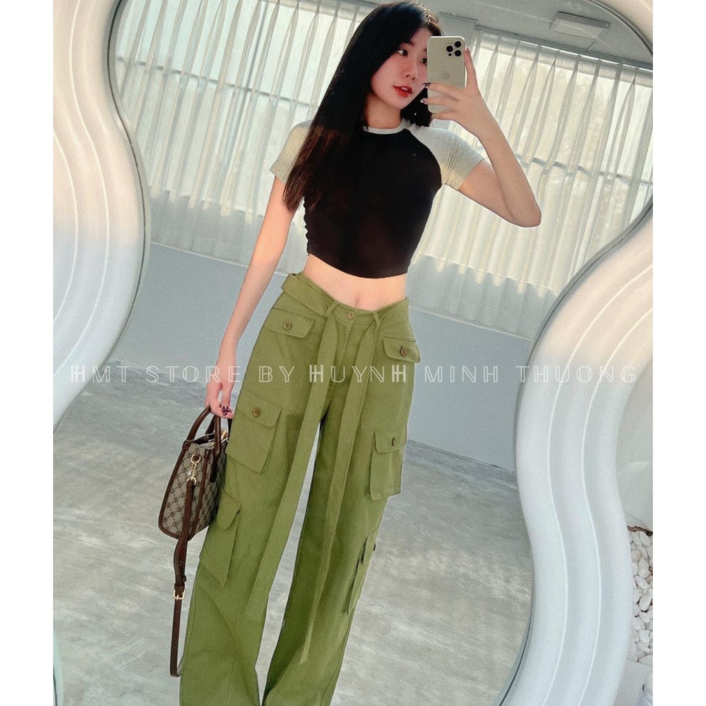 Áo crop tay ngắn phối