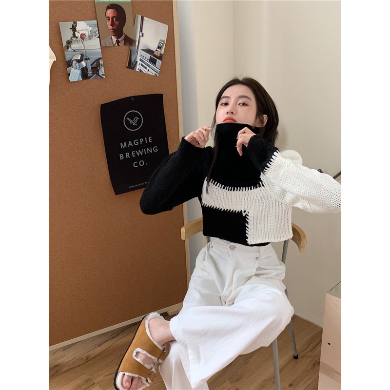 Áo croptop ZHELIHANGFEI dệt kim tay dài cổ vuông eo cao thiết kế quyến rũ cho nữ