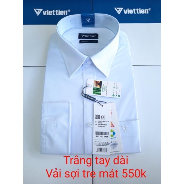 Sơ Mi Trắng Việt Tiến Dài Tay Dáng REGULAR Vải Tre Thoáng Mát Ít Nhăn Nhàu