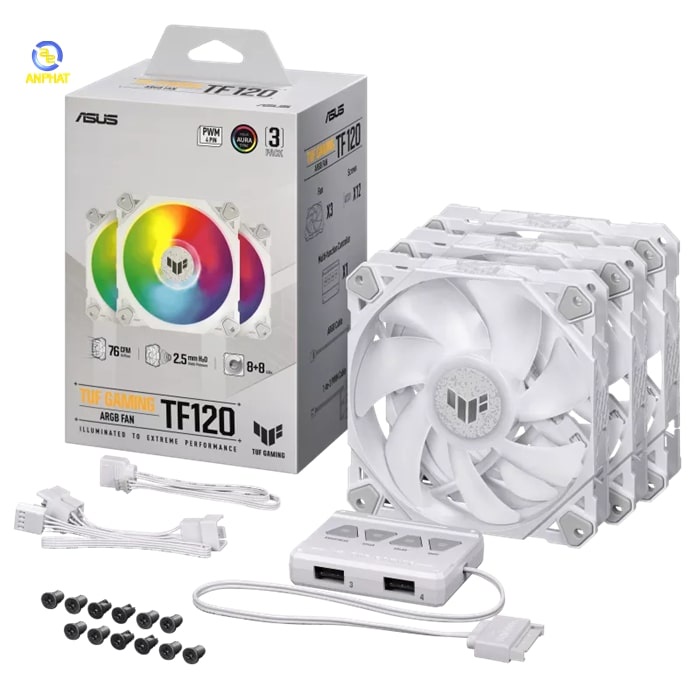 Fan Case Asus TUF GAMING TF120 ARGB 3IN1 White / Black  - Hàng Chính Hãng