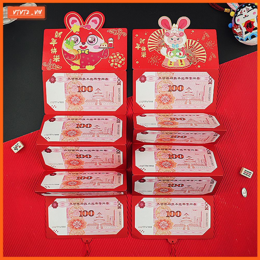 Cá Tuyết 6/8/10 Khe Cắm Gấp Đỏ Gói Tin Angpao Mới Thiết Kế Gấp Gọn Đỏ Bao Thư Sáng Tạo Ốp Lưng Đỏ Túi 6/8/10 Thẻ Ốp Lưng Đỏ