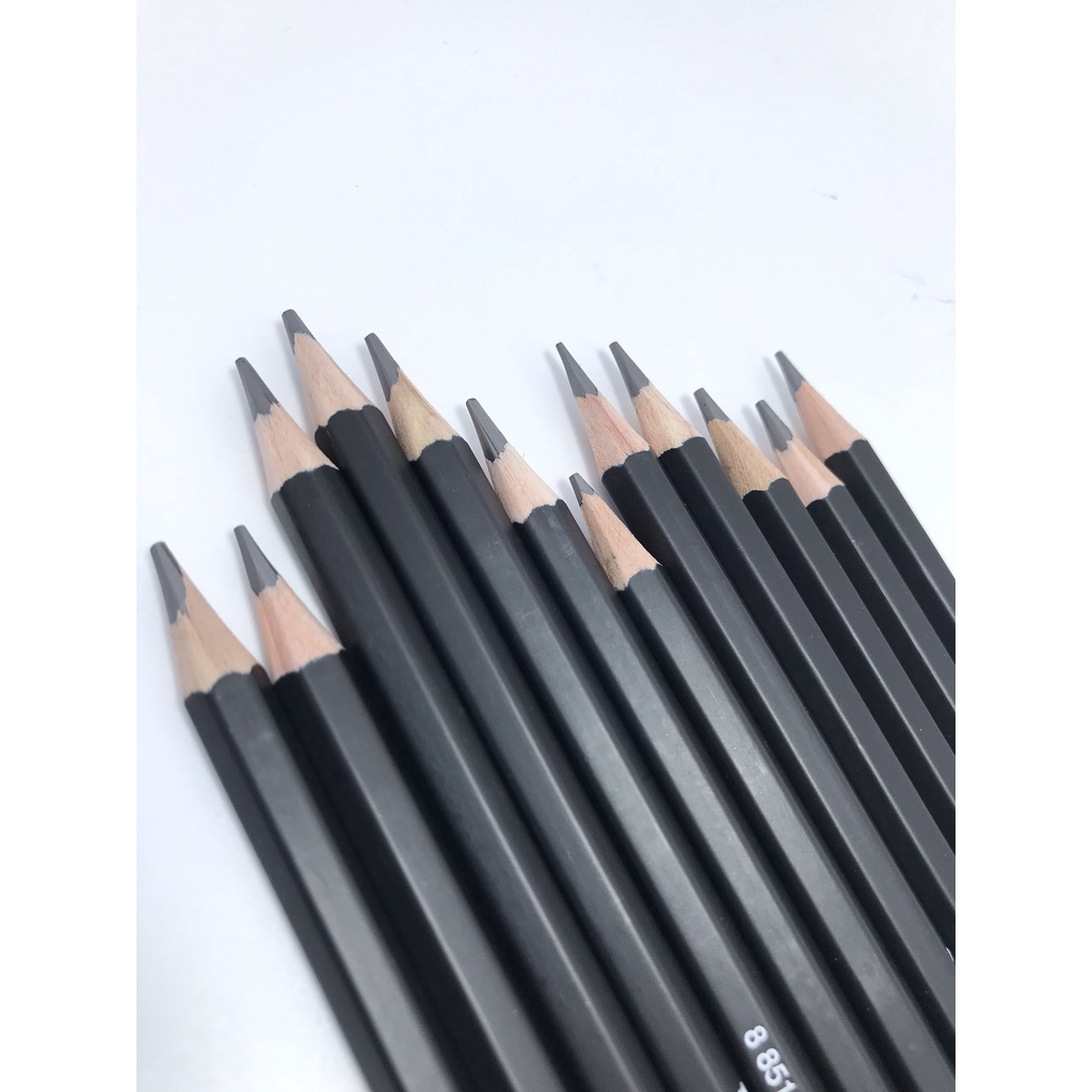 Hộp 12 cây Bút chì vẽ chuyên nghiệp, viết chì chuốt HB, 2B, 3B, 4B, 5B, 6B