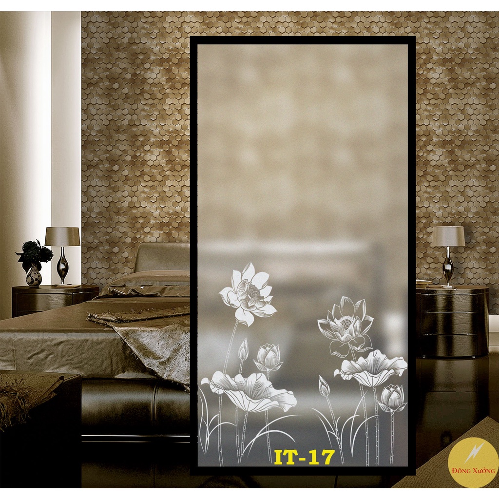 Giấy Dán Kính In Hình Hoa Sen Mờ Đục Chống Nhìn Trộm Mã IT-17