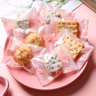Túi đựng bánh quy hoa đào hồng 7x10 cm