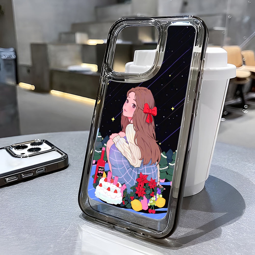 Ốp Điện Thoại Trong Suốt Hình Cô Gái Không Gian Cho iphone 14 Pro Max 13 11 12 7Plus X XR XS Max 8 7