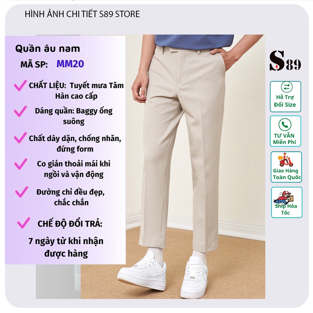 Quần tây  nam chất vải Tuyết Hàn dày dặn co giãn phong cách Hàn Quốc trẻ trung