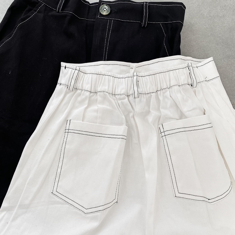 Chân váy kaki dài qua gối dáng chữ A 2 màu đen, trắng phong cách ulzzang THE K.A.T BOOM