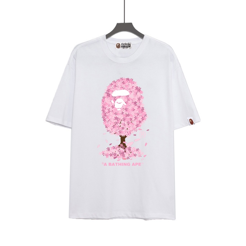 Bap * * Áo Thun Tay Ngắn Dáng Rộng In Hình Đầu Người Hoa Anh Đào Nhật Bản Giới Hạn Thời Trang Mùa Hè Giản Dị