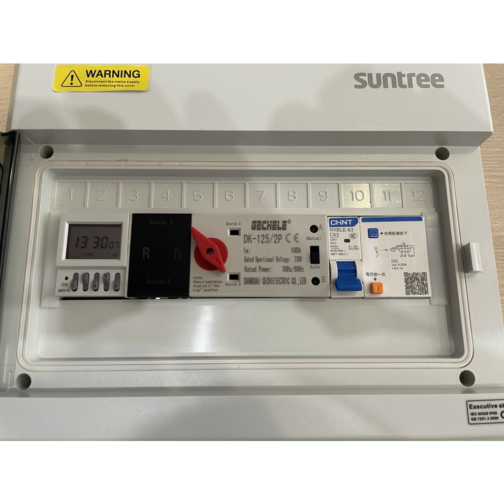 Tủ ATS 2P-100A kèm aptomat chống giật 63A tự động chuyển nguồn 15 ngày mỗi nguồn A và B