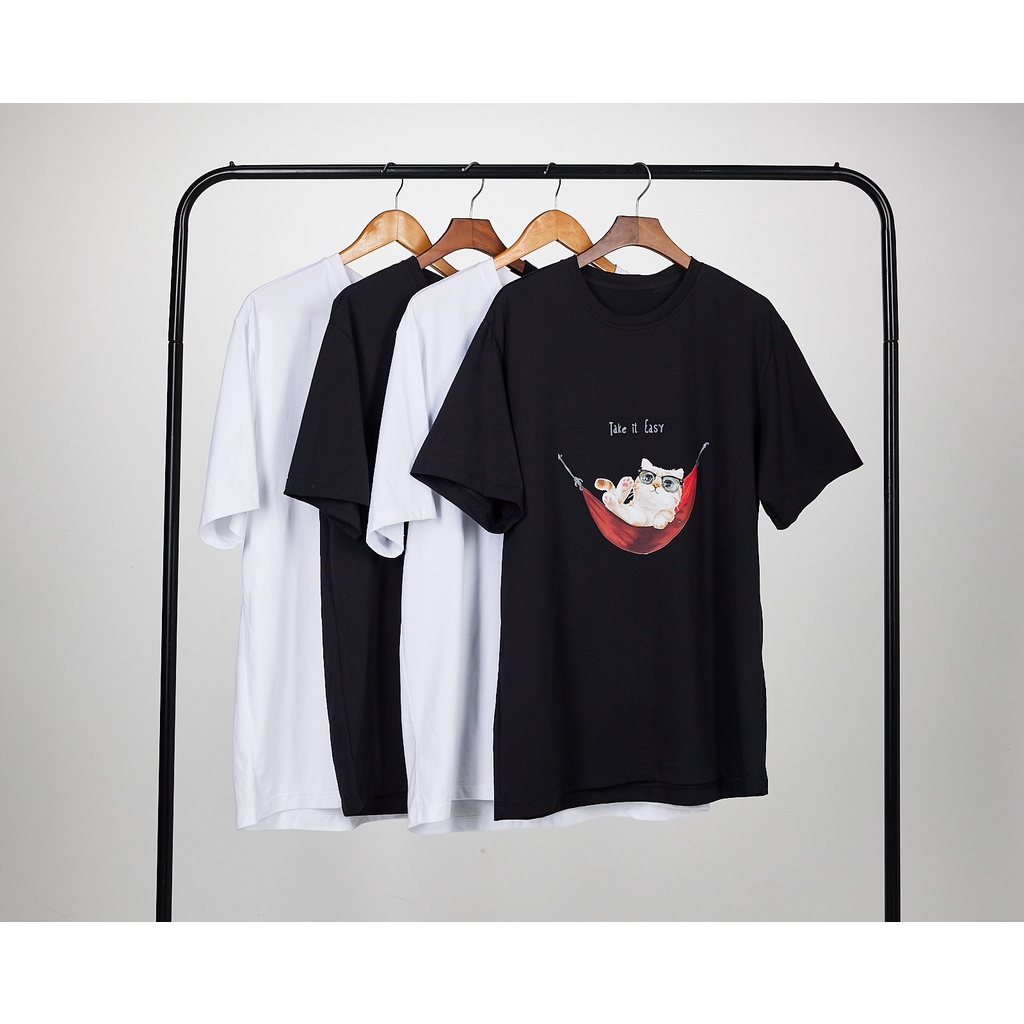 Áo thun form rộng GINNOLI áo tay lỡ unisex chất liệu premium cotton in hình Take it Easy